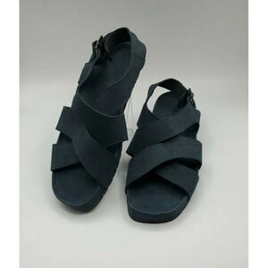 G.H. Bass Sandals Womens Azalea 9 Navy Blue Leather Suede Strappy Comfort Shoes